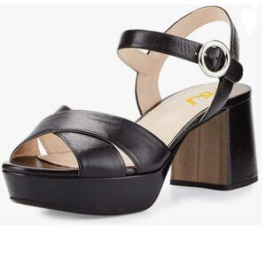 FSJ Black Peep Toe Chunky High Heels Platform Sandals Ankle Strap Summer Shoes